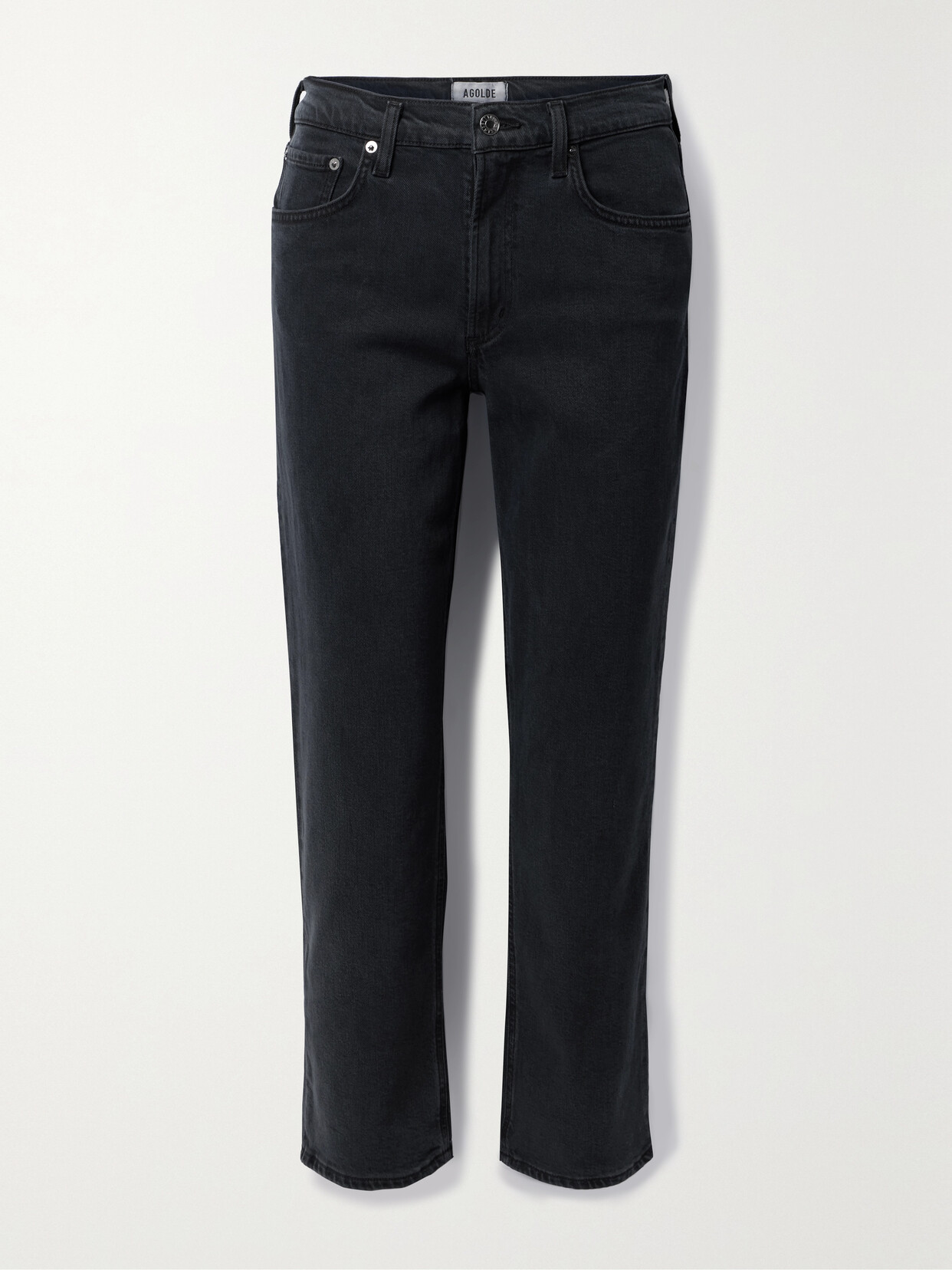 Shop Agolde + Net Sustain Kye Mid-rise Straight-leg Jeans In Black