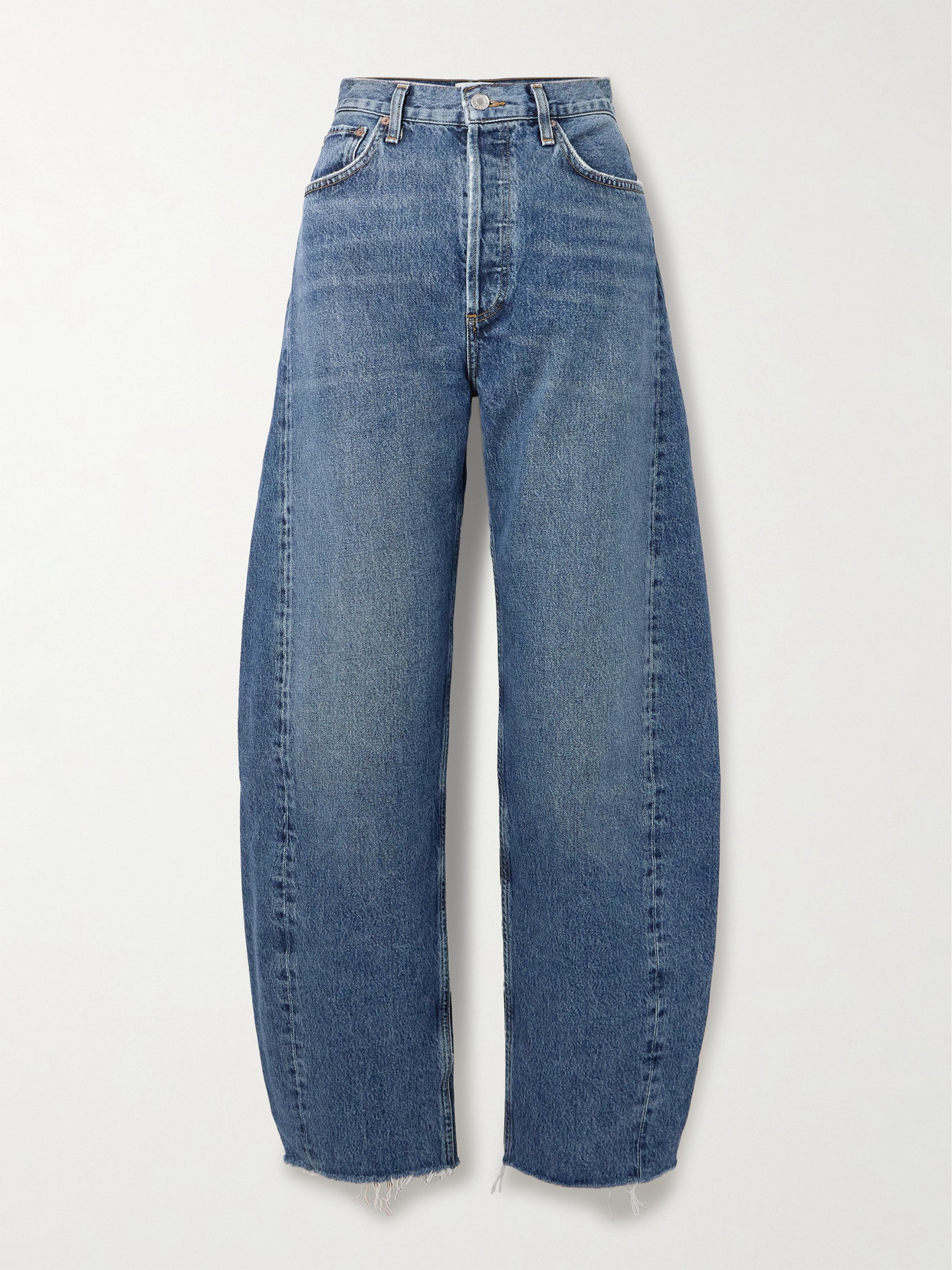 Agolde Luna Cropped High-rise Tapered Jeans In Blue