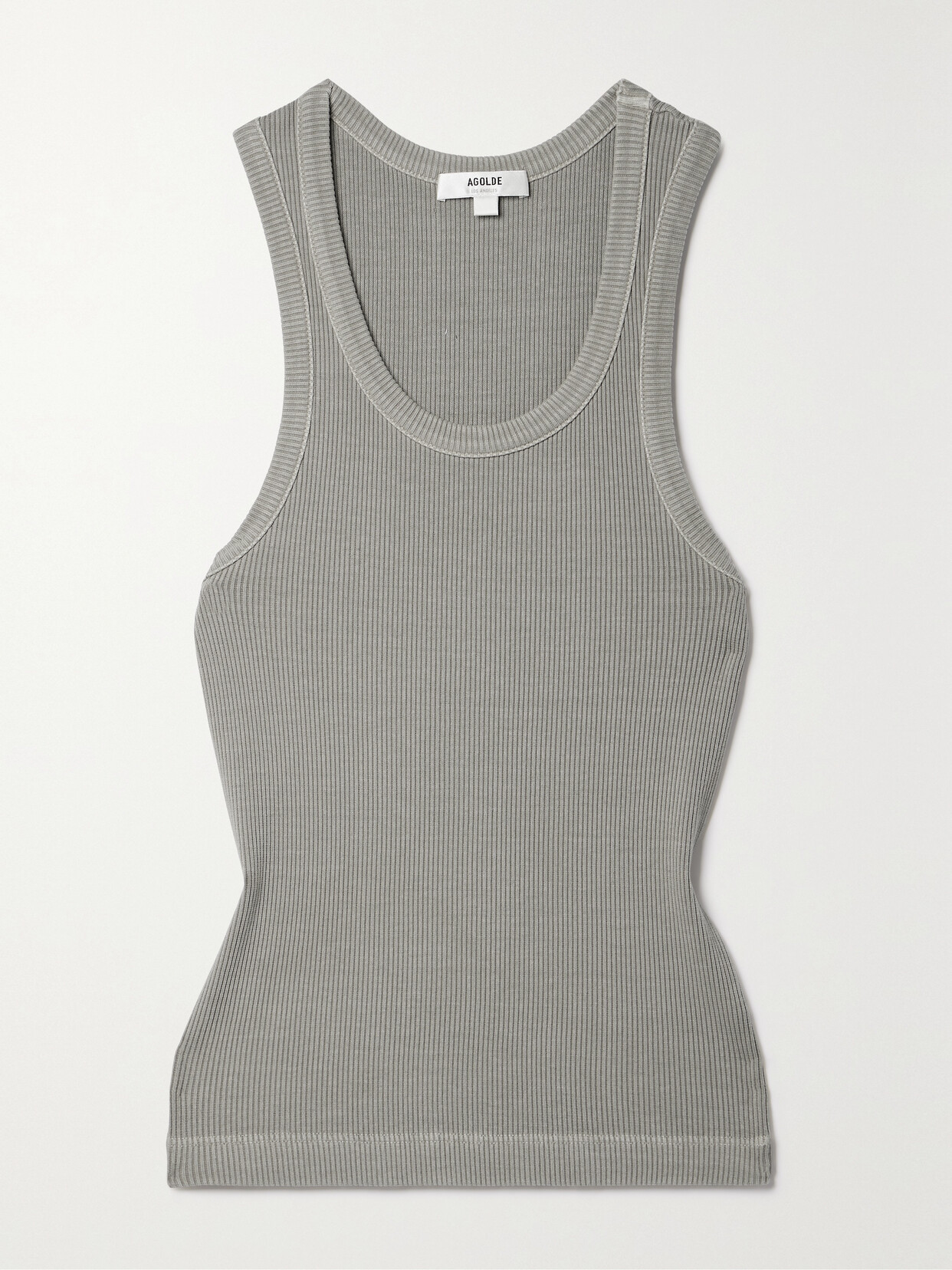 AGOLDE - Poppy Ribbed Stretch Organic Cotton And Lyocell-blend Jersey Tank - Gray