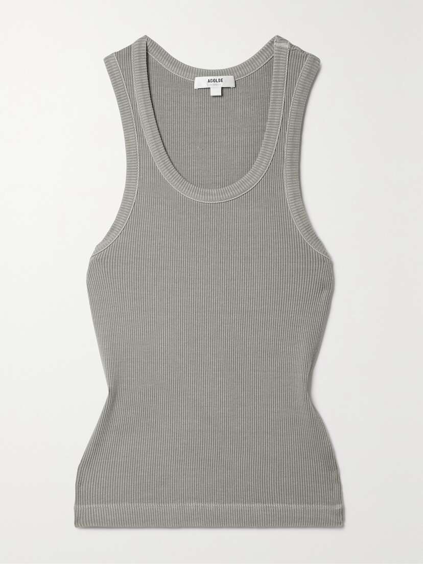 AGOLDE + Net Sustain Poppy Ribbed Stretch Organic Cotton And Lyocell-blend Jersey Tank -  - x large