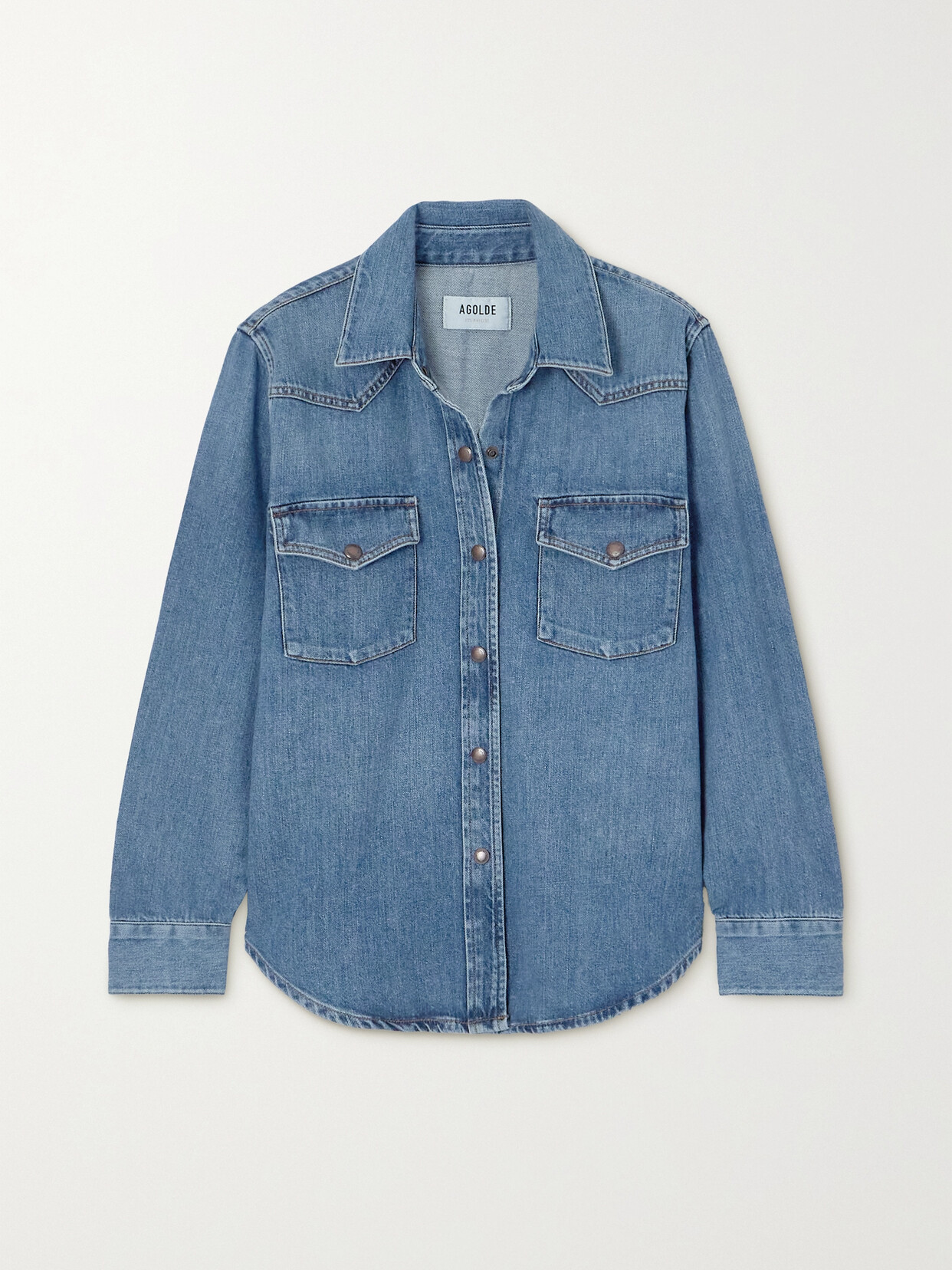 Shop Agolde Glinda Denim Shirt In Blue