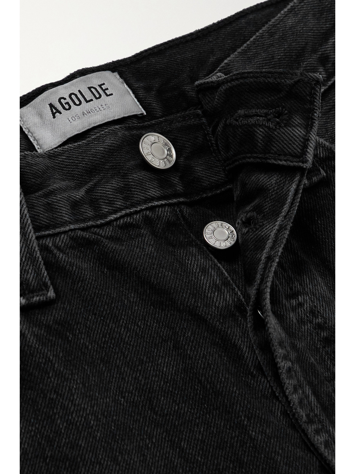 Agolde Luna Pieced High Waist Raw Hem Organic Cotton Barrel Jeans In Black