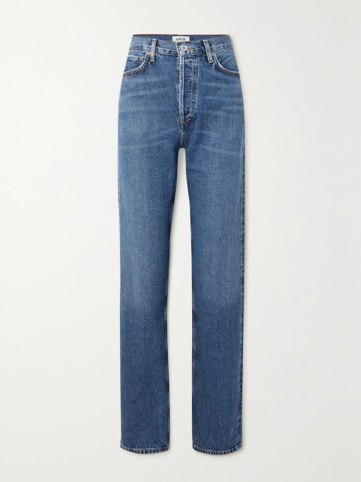 Agolde + Net Sustain 90's Pinch Waist Long High-rise Straight-leg Organic Jeans In Blue