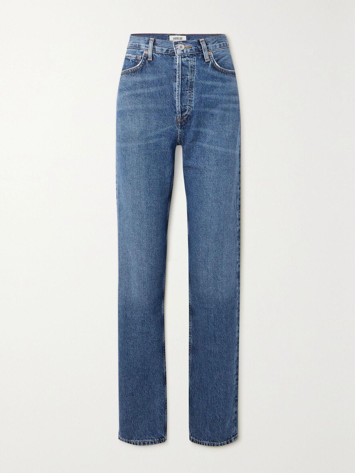 plus net sustain 90 s pinch waist long high rise straight leg organic jeans