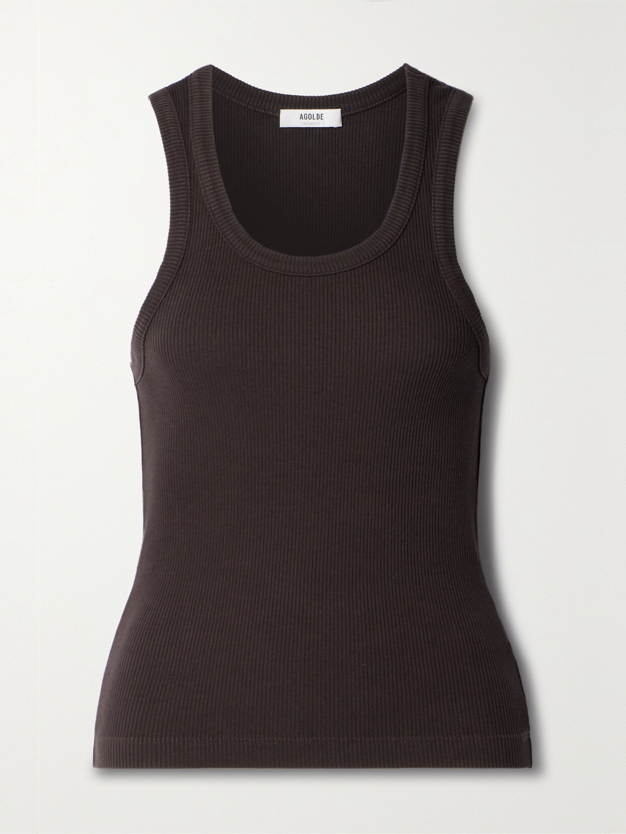 AGOLDE - Poppy Ribbed Stretch Organic Cotton And Tencel Lyocell-blend Jersey Tank - Brown