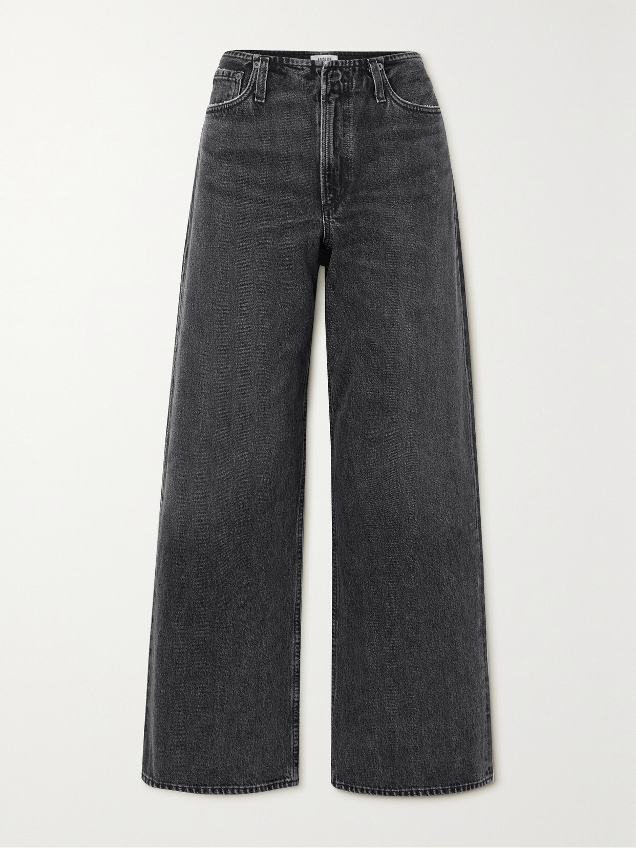 Agolde Lex Low-rise Wide-leg Organic Jeans In Black