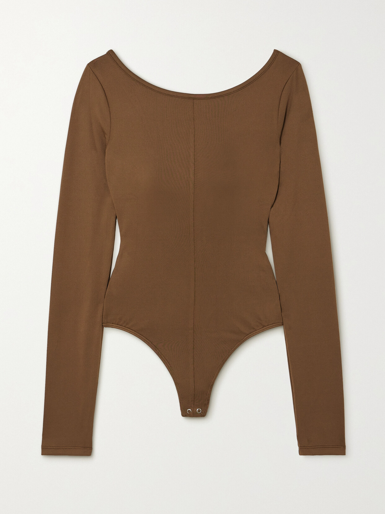 Agolde Paulette Open-back Stretch Recycled-jersey Bodysuit In Brown