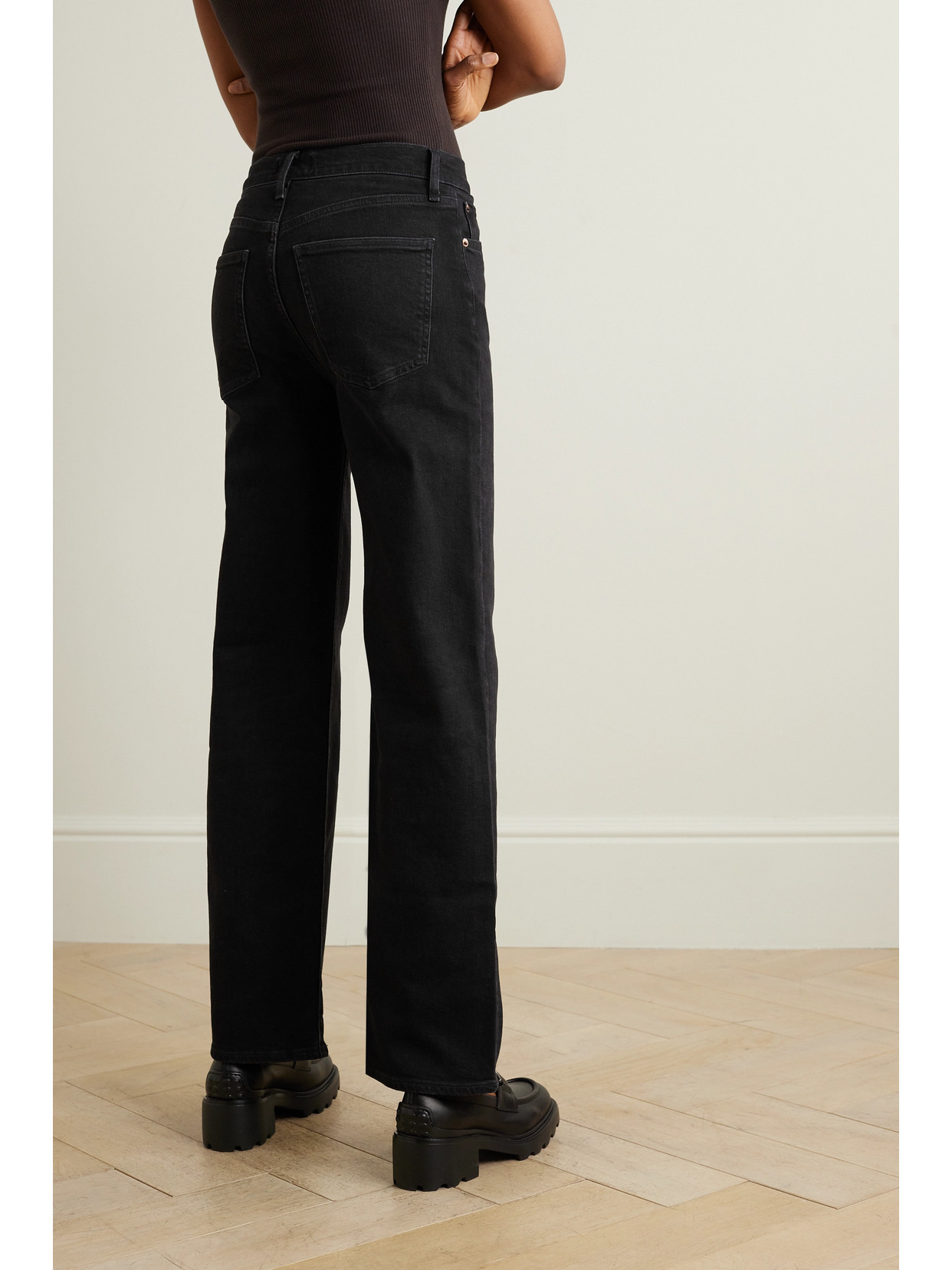 Agolde Riley Cropped Jeans In Black