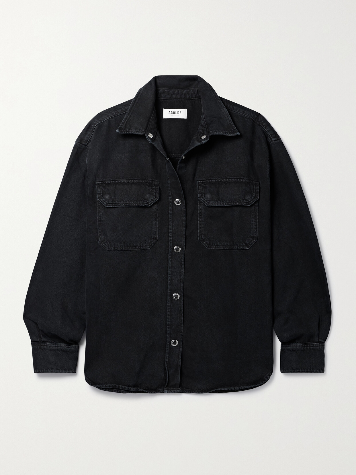 Shop Agolde Camryn Denim Shirt In Black