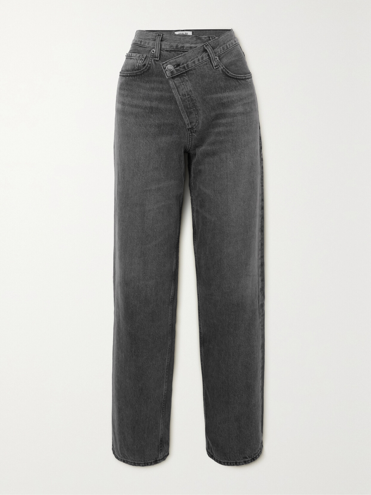 Agolde Criss Cross Upsized High-rise Tapered Organic Jeans In Gray