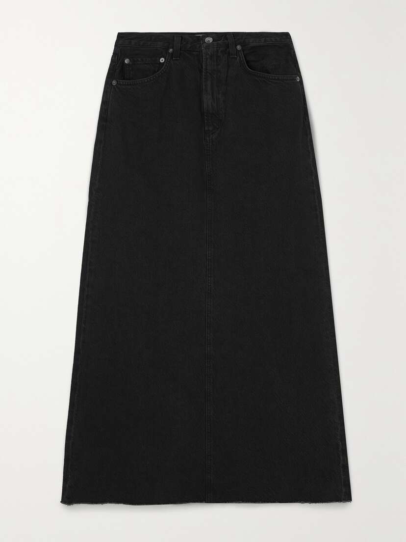 AGOLDE + Net Sustain Hilla Distressed Organic Denim Maxi Skirt