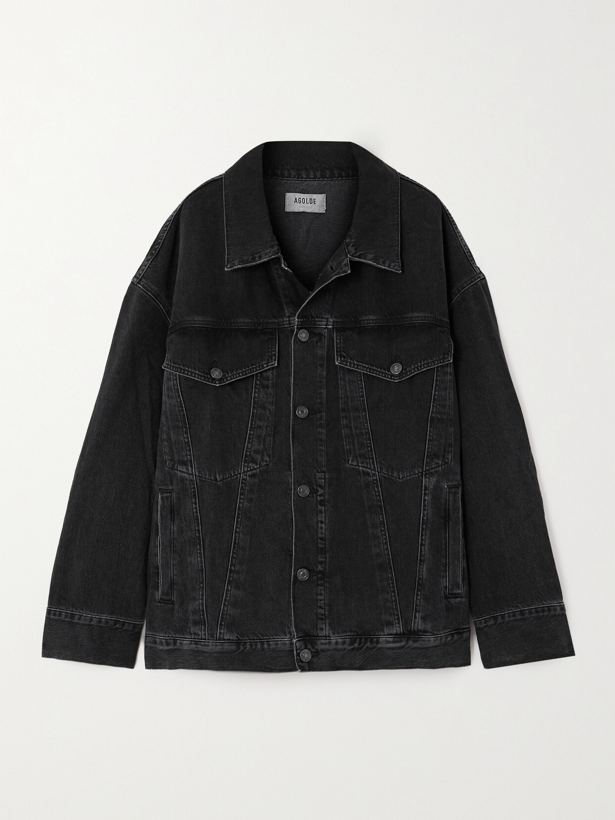 Shop Agolde Wayne Oversized Denim Jacket In Black