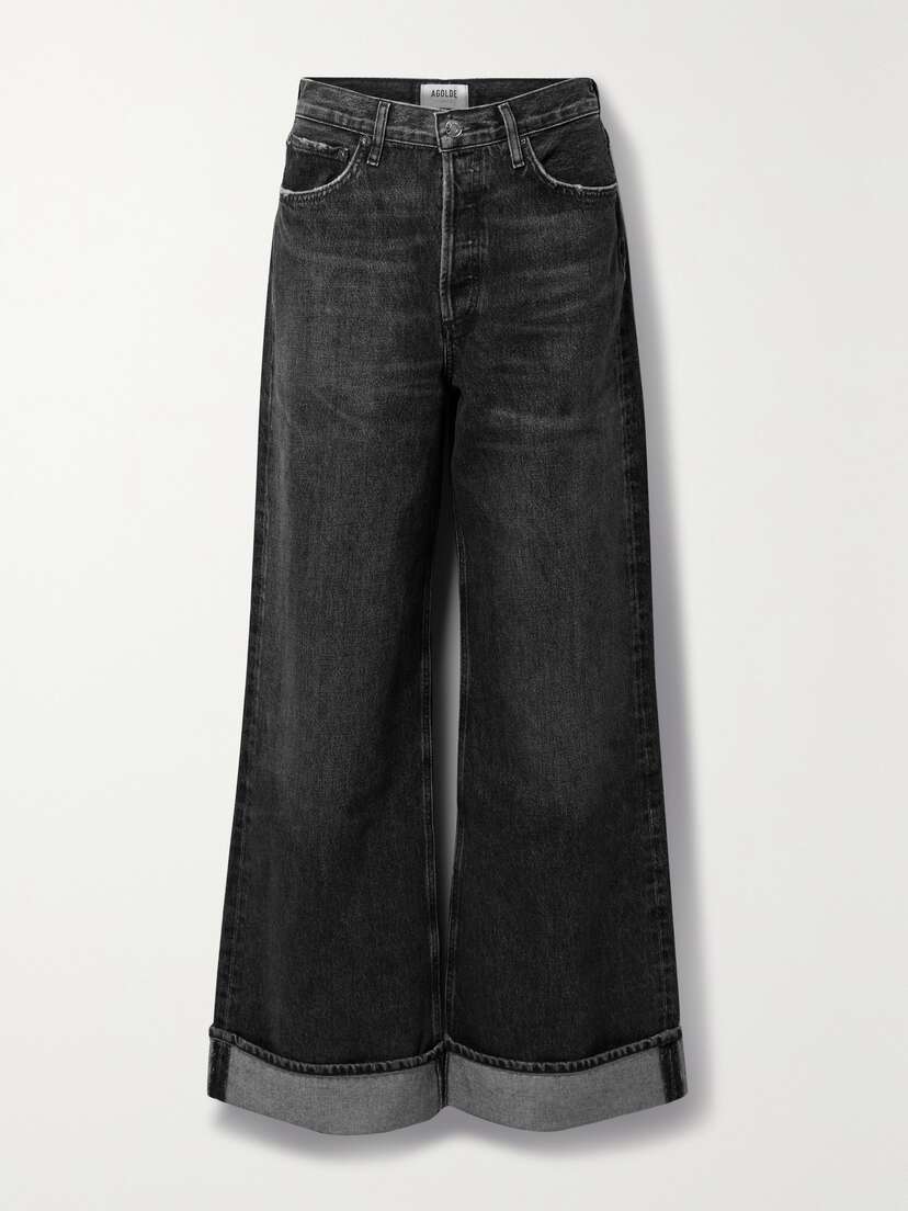AGOLDE + Net Sustain Dame Distressed High-rise Wide-leg Organic Jeans