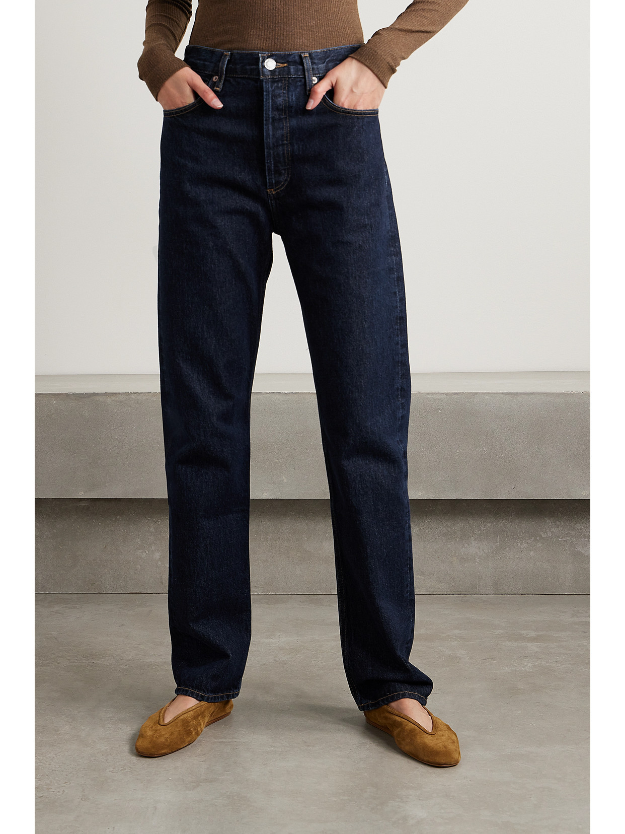 Agolde High Waist Straight Jeans In Blue