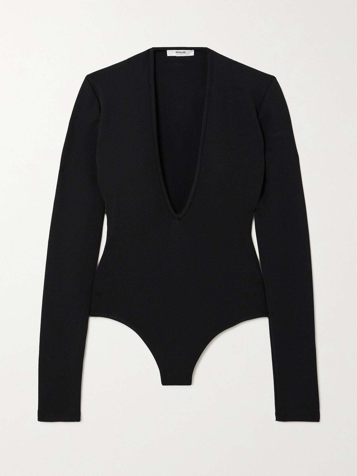 Agolde Zena Ribbed-jersey Bodysuit In Black