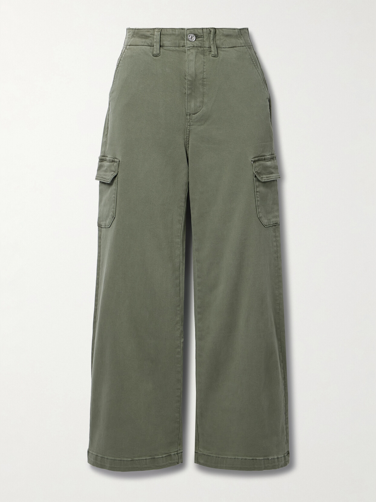 PAIGE Carly High-rise Cotton-blend Wide-leg Cargo Pants - Green