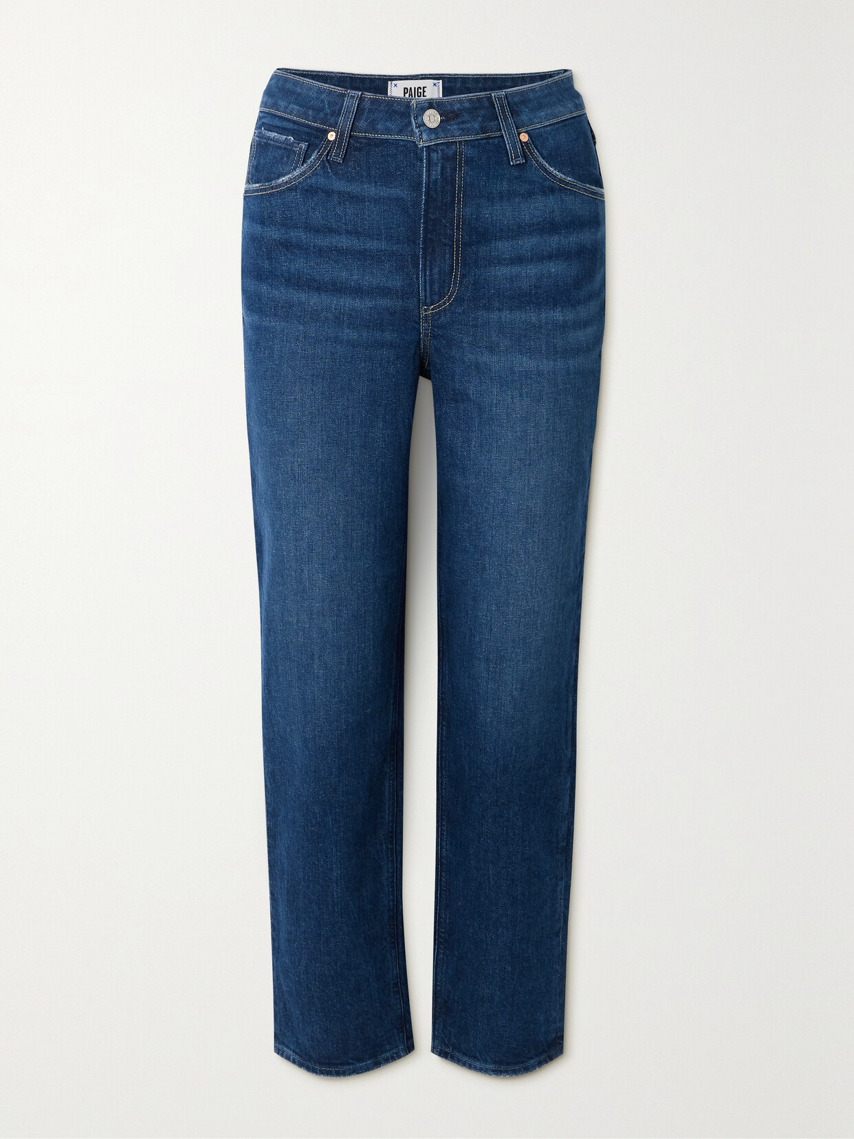 Paige Sarah Cropped High-rise Straight-leg Organic Jeans In Blue