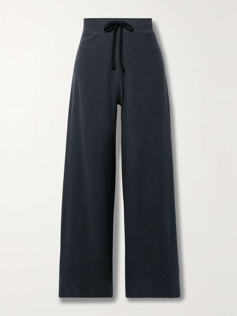 James Perse Waffle-knit Cotton And Cashmere-blend Track Pants