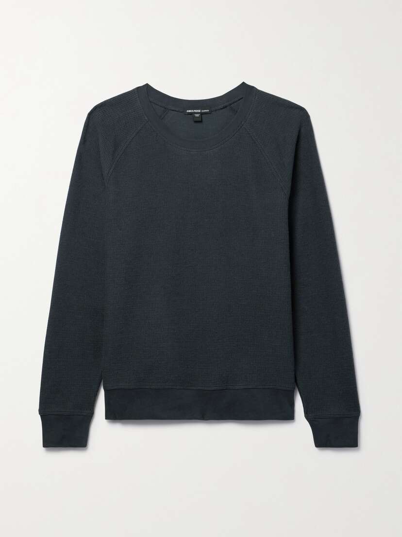 James Perse Waffle-knit Cotton And Cashmere-blend Sweatshirt