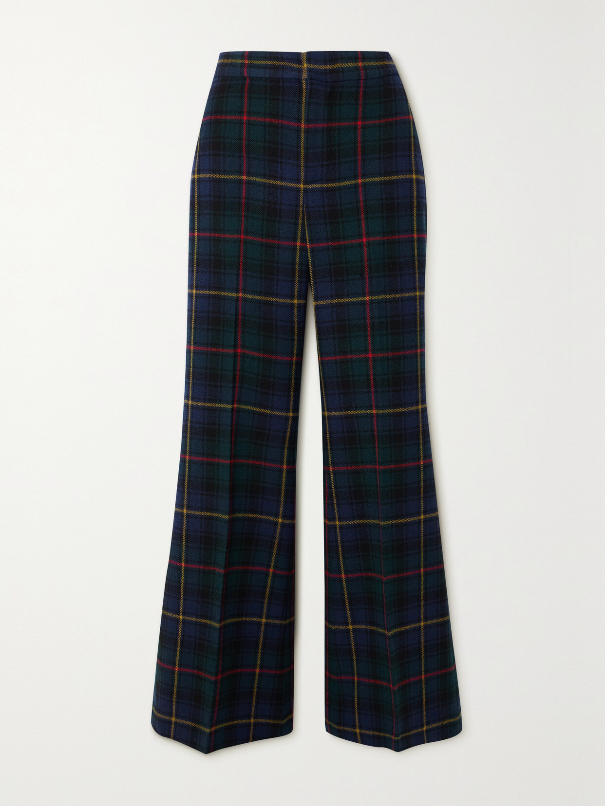 Polo Ralph Lauren Tartan Wool Flared Pants In Blue