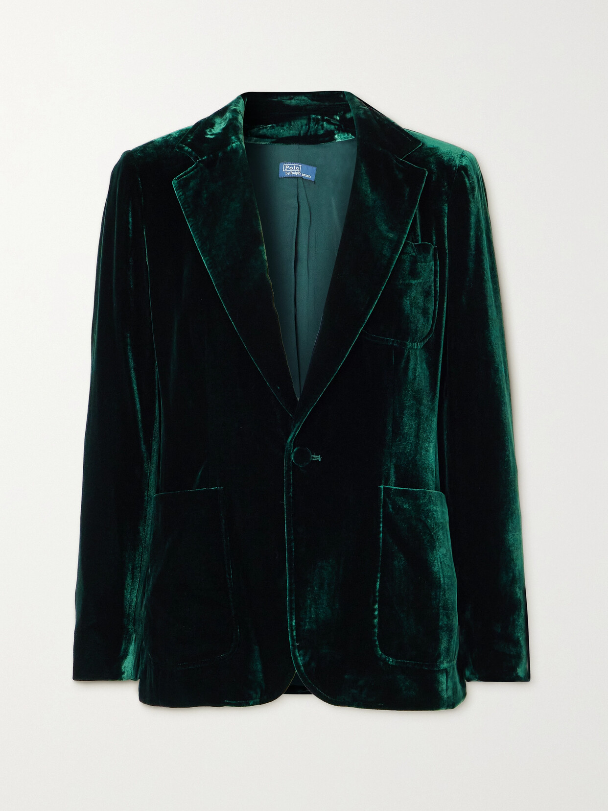 Shop Polo Ralph Lauren Velvet Blazer In Green