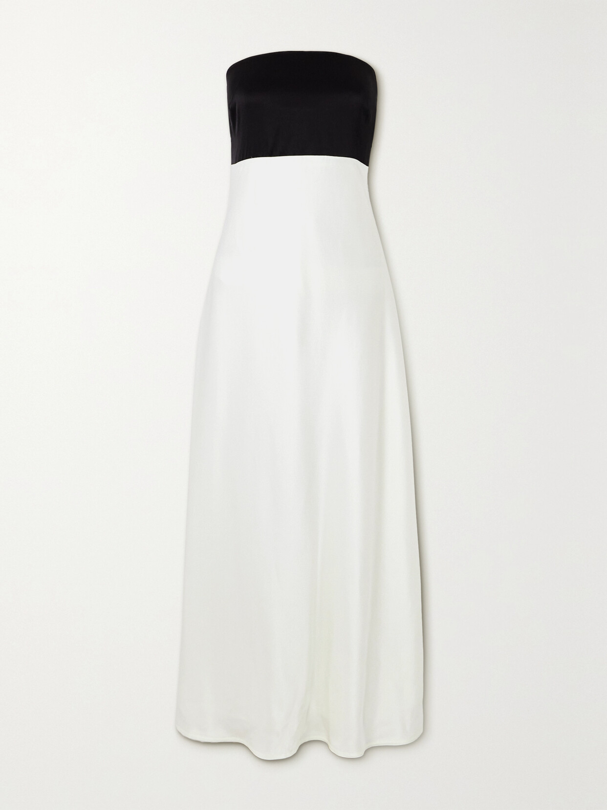 Shop Polo Ralph Lauren Ralia Strapless Two-tone Satin Gown In White