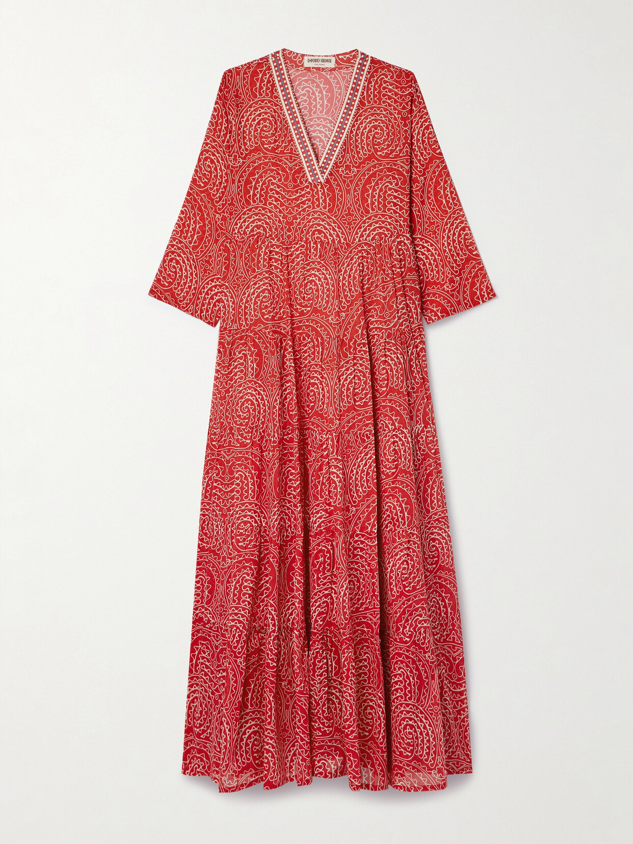 Emporio Sirenuse + Net Sustain Alba Printed Cotton-voile Maxi Dress In Red