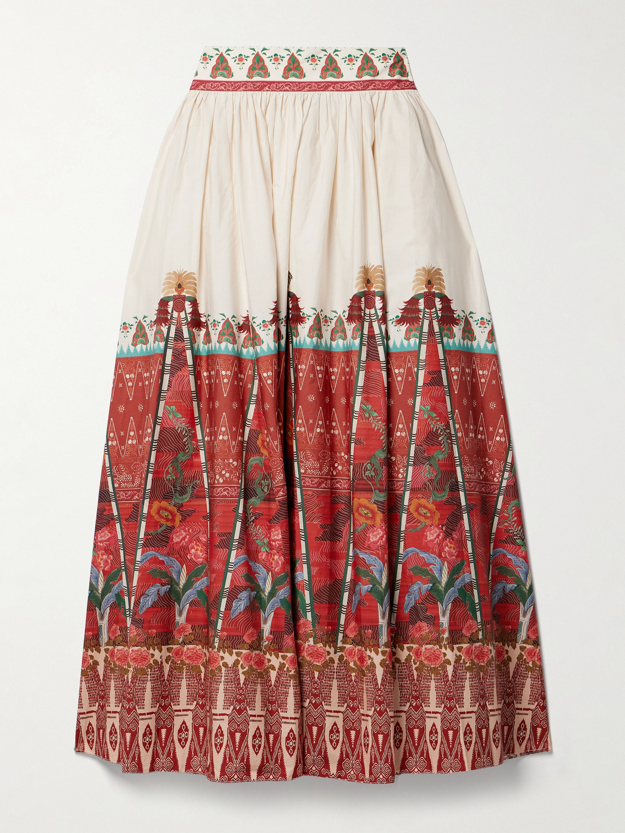 Emporio Sirenuse Ombretta Saladin-print Maxi Skirt In Red