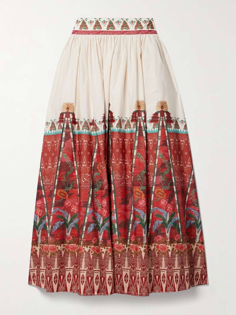 Emporio Sirenuse + Net Sustain Ombretta Pleated Printed Cotton Maxi Skirt - IT38