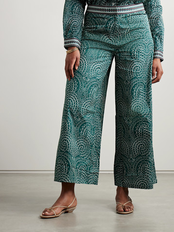 Emporio Sirenuse + NET SUSTAIN Adele printed cotton-drill wide-leg pants