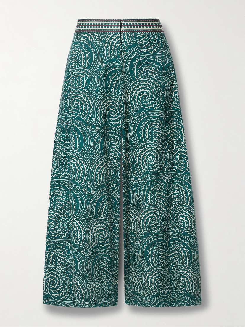 Emporio Sirenuse + Net Sustain Adele Printed Cotton-drill Wide-leg Pants