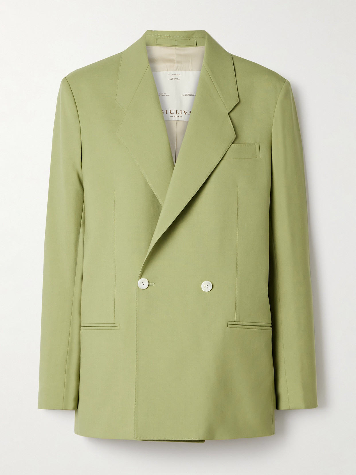 Giuliva Heritage The Anna Double-breasted Wool Blazer In Green