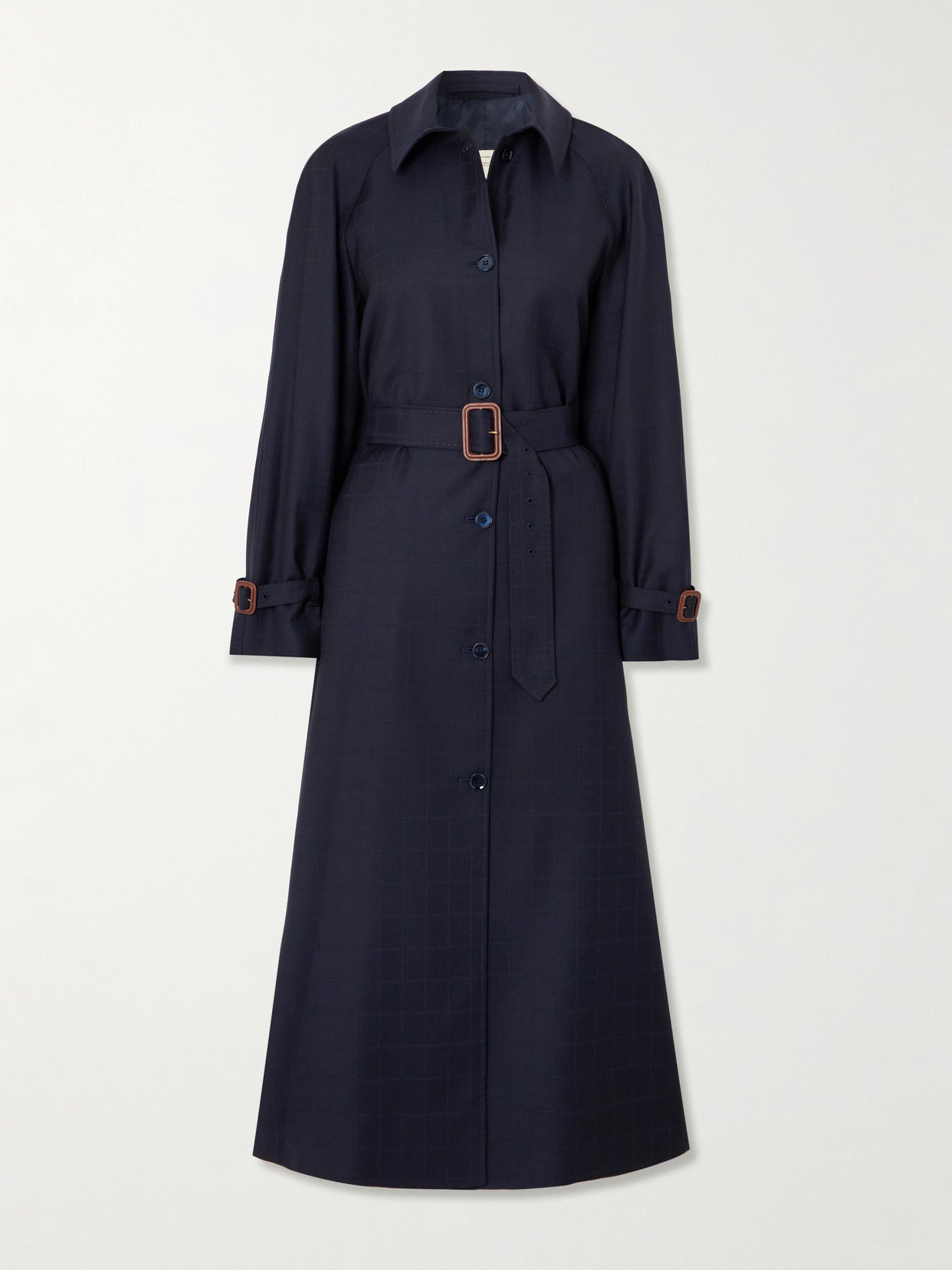 Shop Giuliva Heritage The Dust Belted Checked Wool Trench Coat In Blue