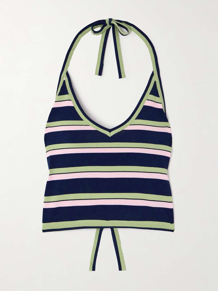 Giuliva Heritage Sue Striped Knitted Cotton Cropped Top