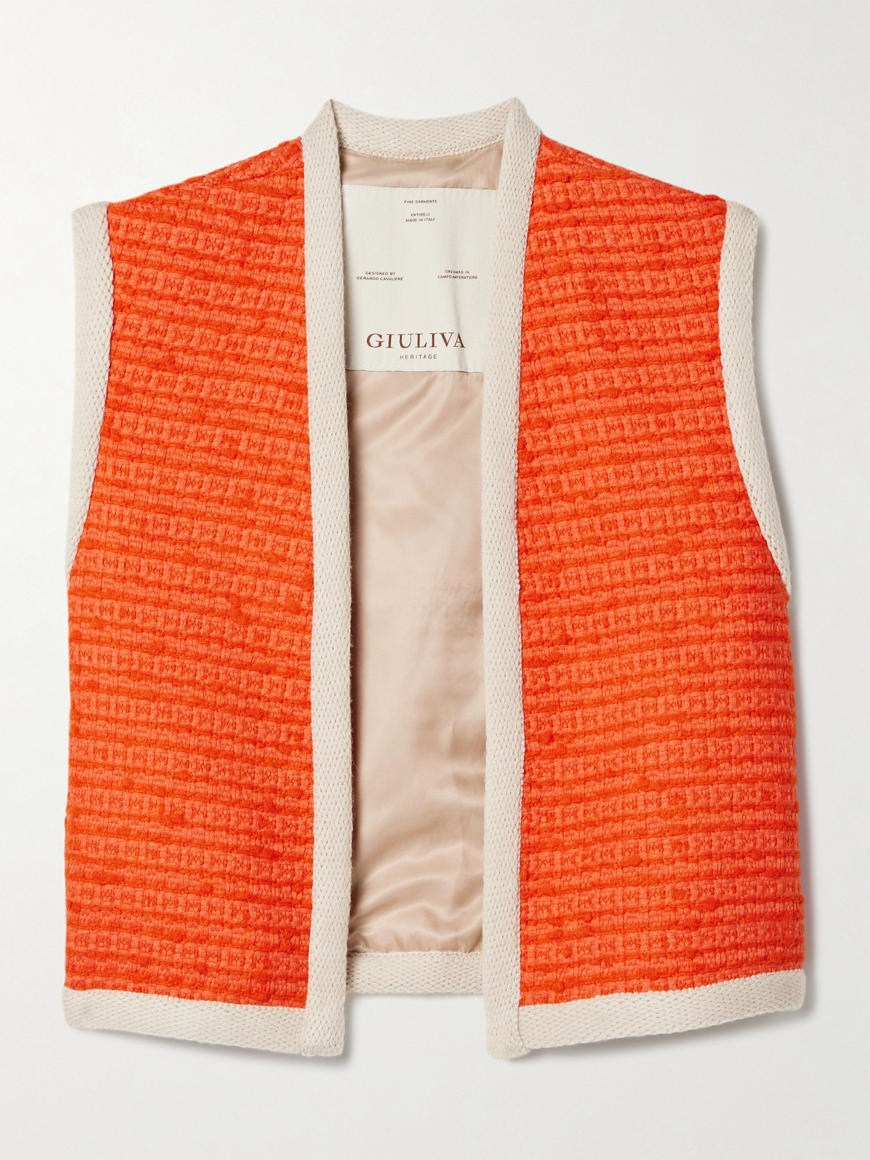 Giuliva Heritage Lia Cotton And Wool-blend Tweed Vest In Orange