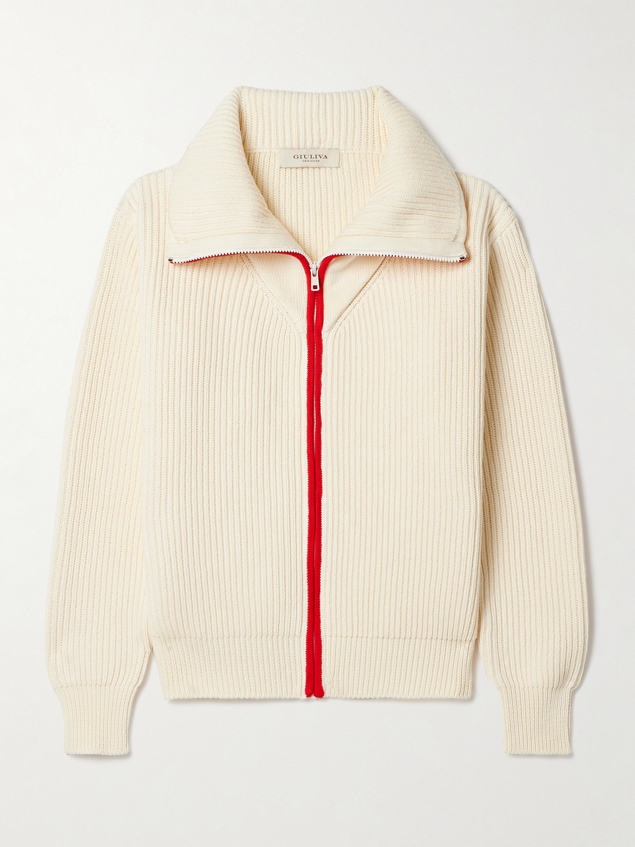 Giuliva Heritage The Leandra Ribbed Cotton Turtleneck Sweater In Ecru
