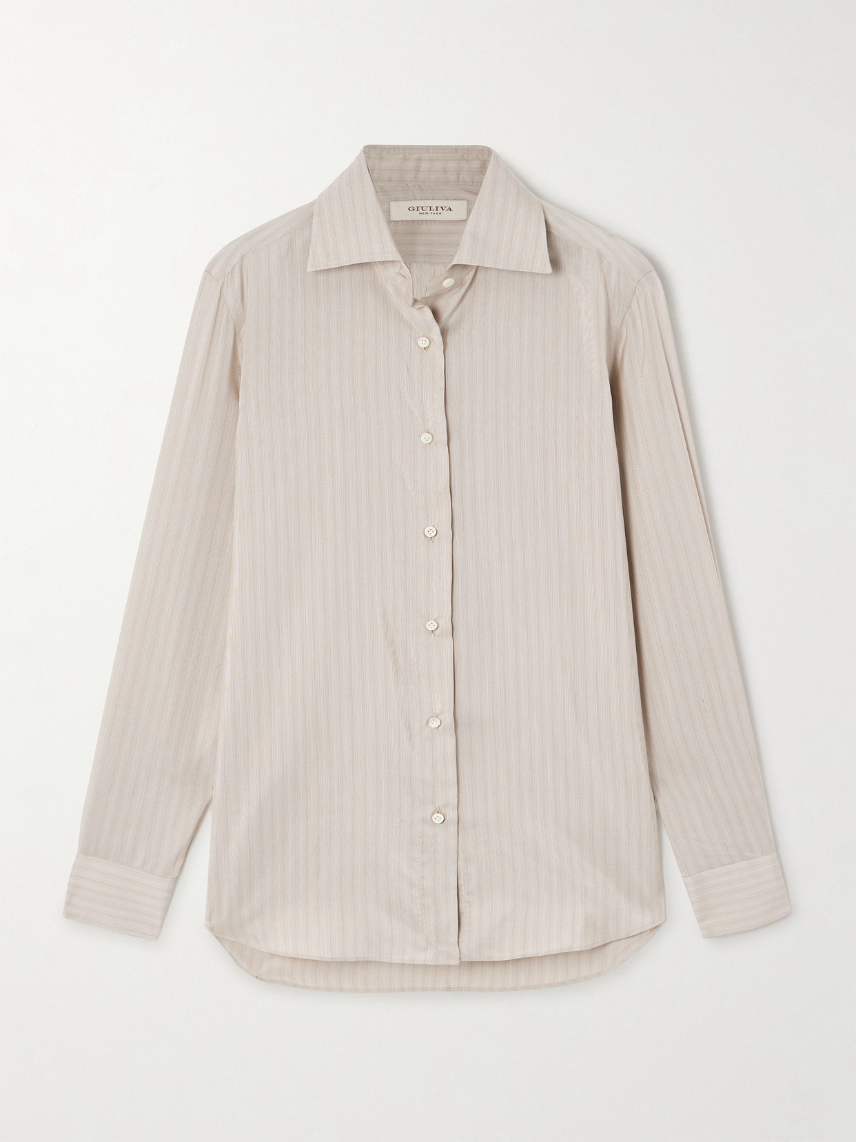 Giuliva Heritage The Husband Striped Silk Shirt In Gray