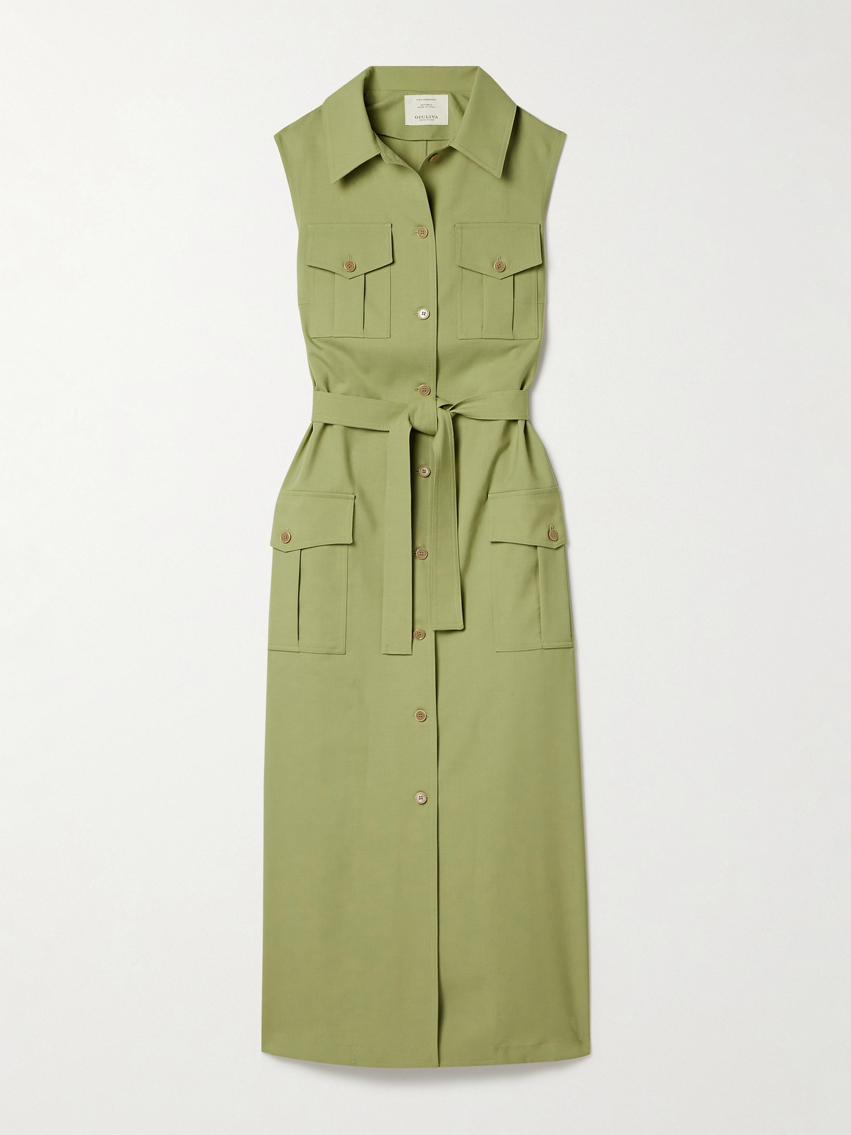 Giuliva Heritage The Mary Angel Wool-twill Midi Dress In Green