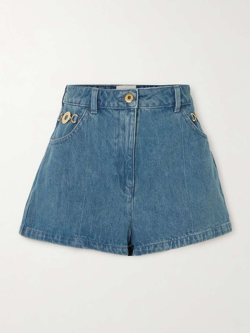 Patou Embellished Denim Shorts