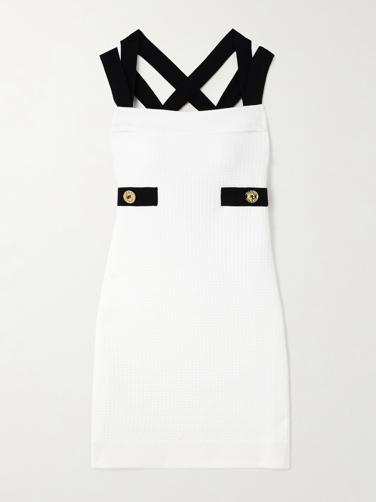 Patou Crossed Straps Mini Dress In White