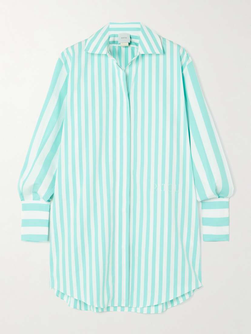 Patou Iconic Oversized Embroidered Striped Cotton-poplin Mini Shirt Dress