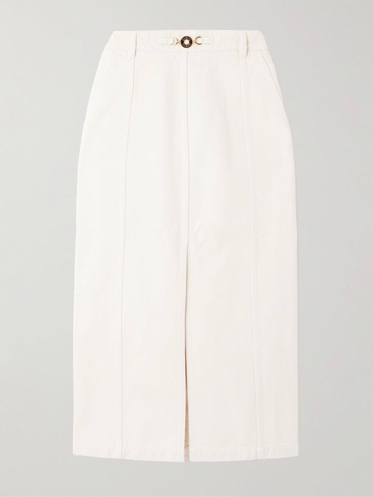 Patou Embellished Cotton-twill Midi Skirt In White