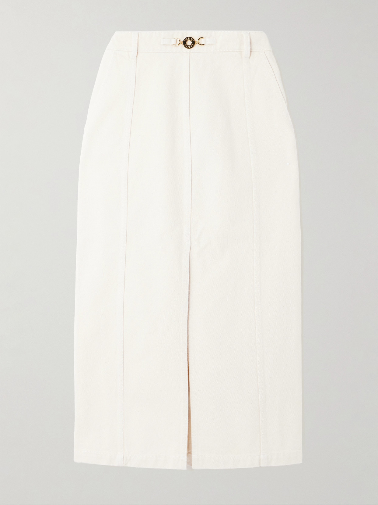 Patou Embellished Cotton-twill Midi Skirt In White