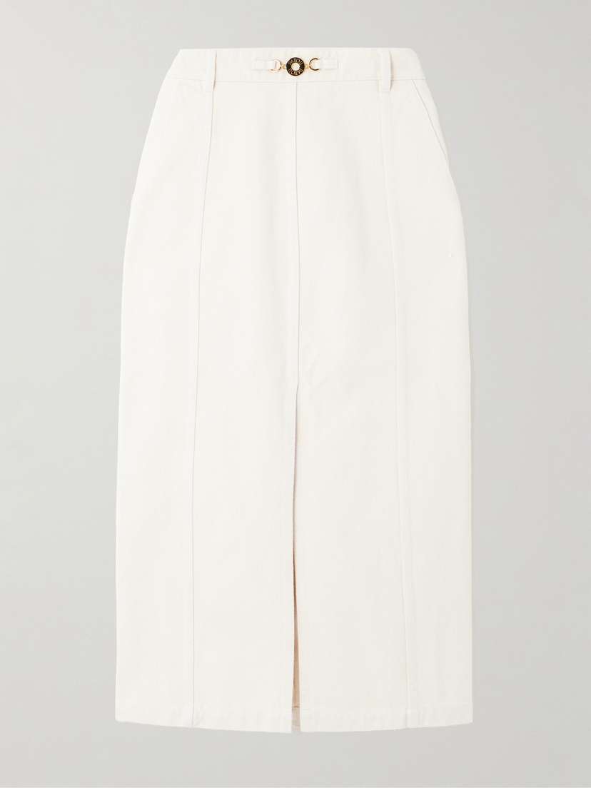 Patou Embellished Cotton-twill Midi Skirt
