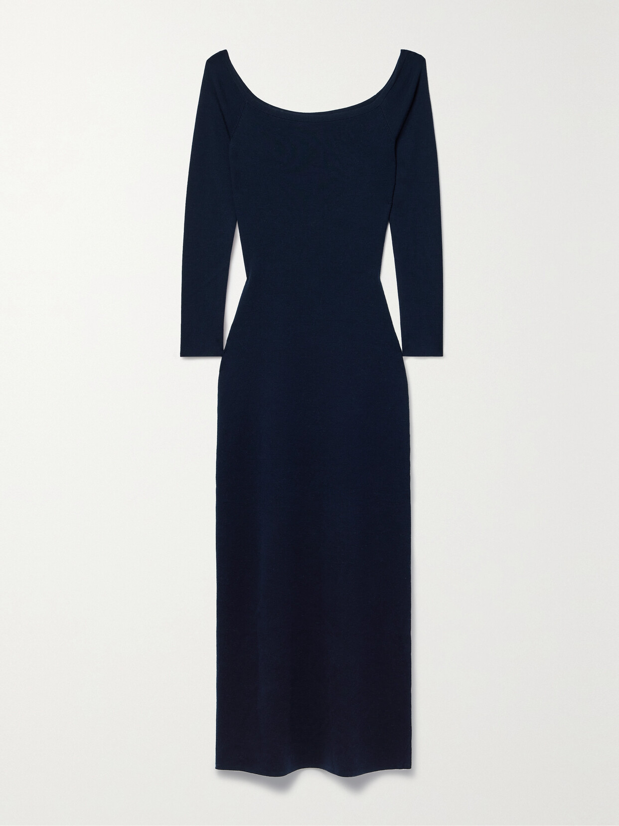 Shop Gabriela Hearst Selwyn Off-the-shoulder Wool And Cashmere-blend Midi Dress In Blue