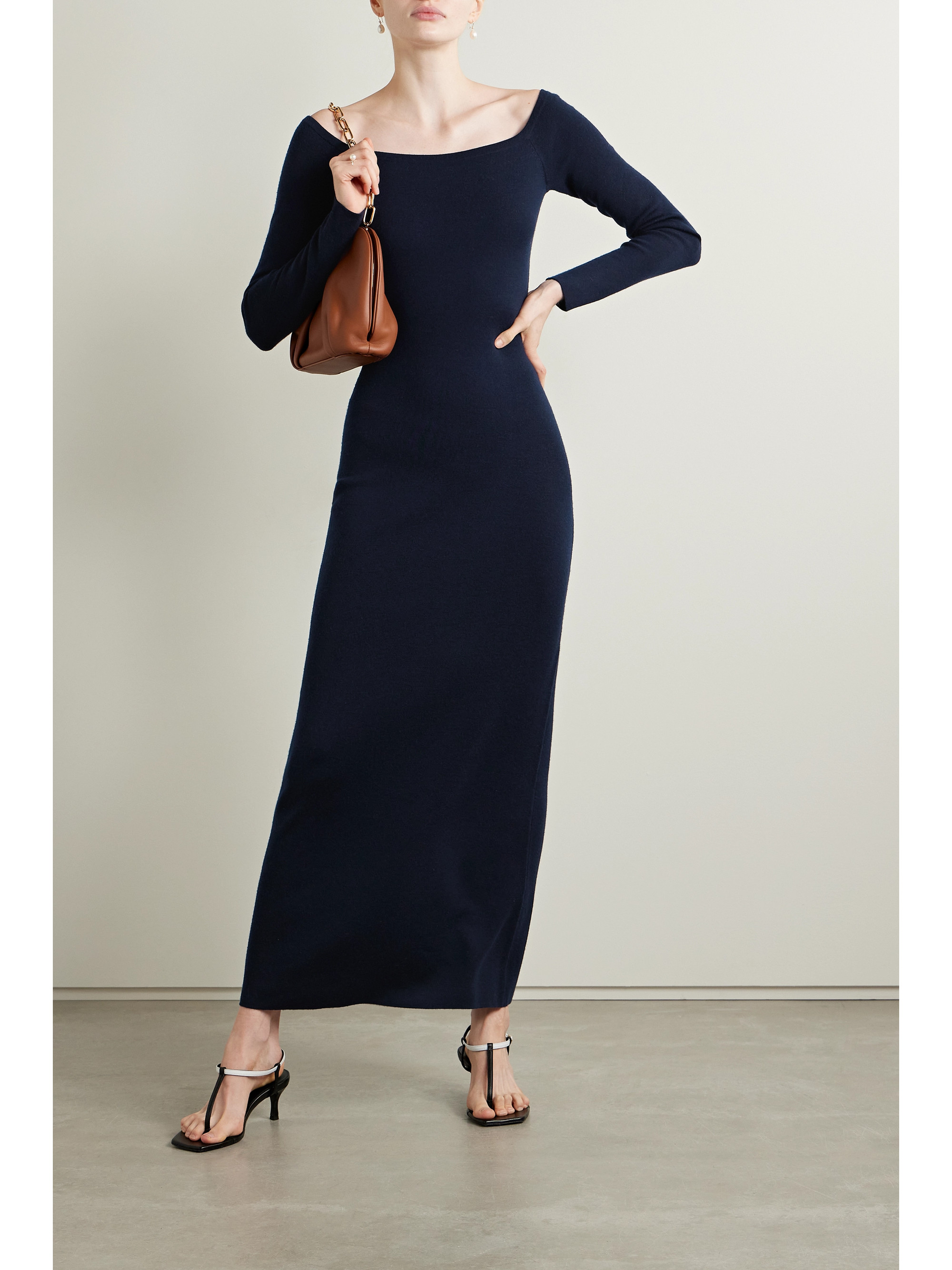 Gabriela Hearst Selwyn off-the-shoulder wool and cashmere-blend midi dress