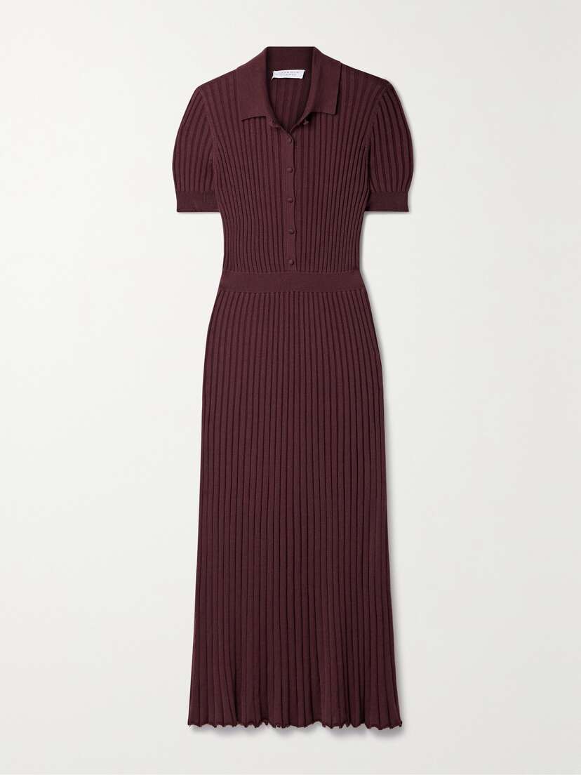 Gabriela Hearst Amor Ribbed Cashmere And Silk-blend Midi Dress - x large