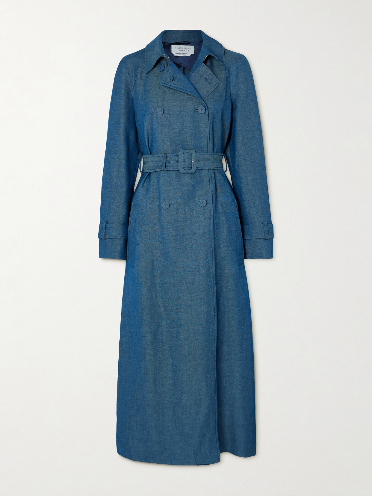 Gabriela Hearst Braden Belted Long Trench Coat In Deep Fluorite Blu