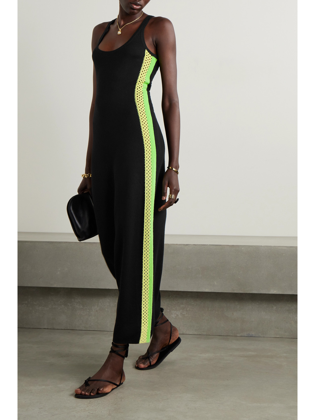 Gabriela Hearst Ives Crochet-trimmed Wool Midi Dress In Black