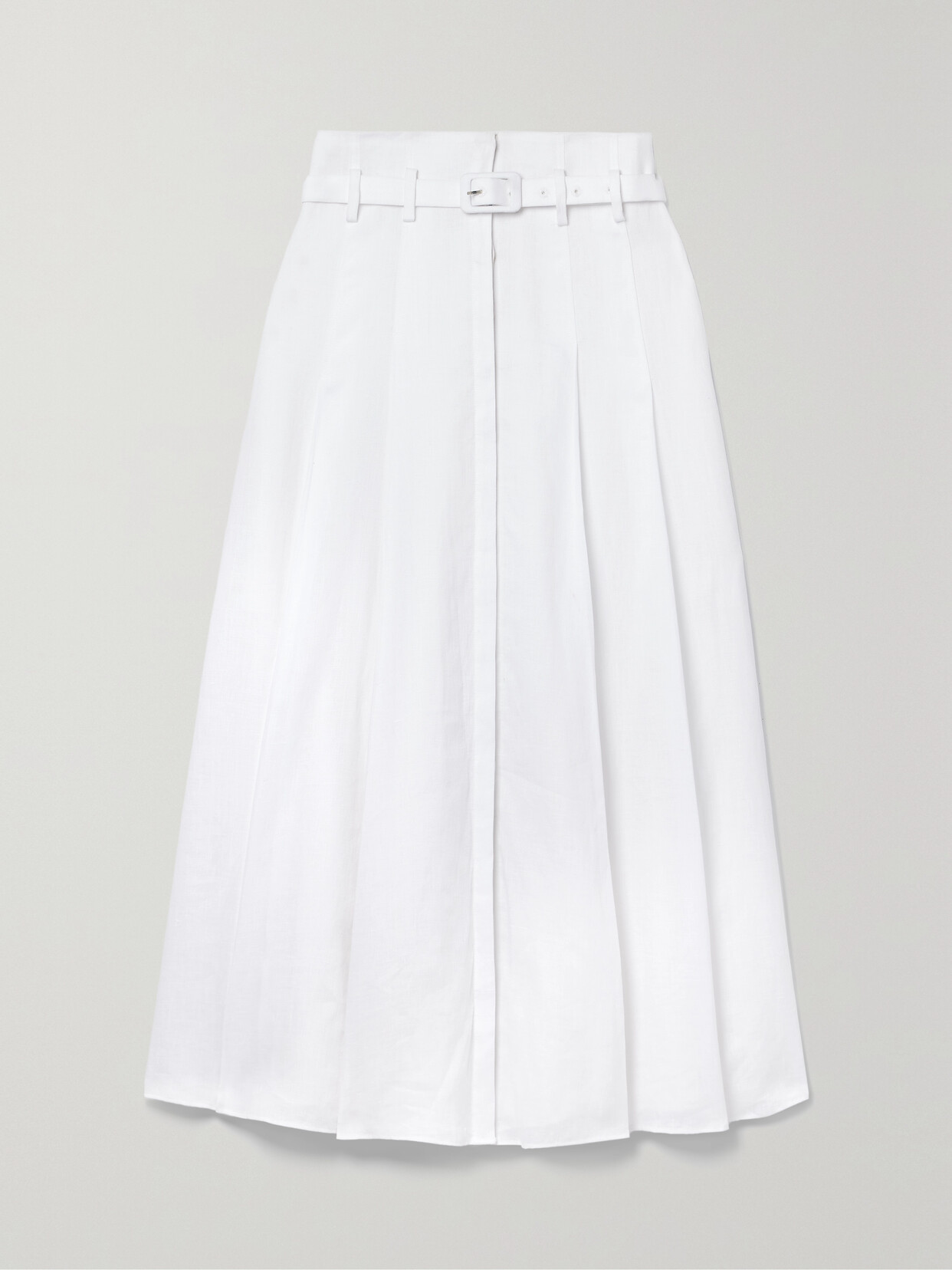 Gabriela Hearst Dugald Pleated Linen Midi Skirt In White